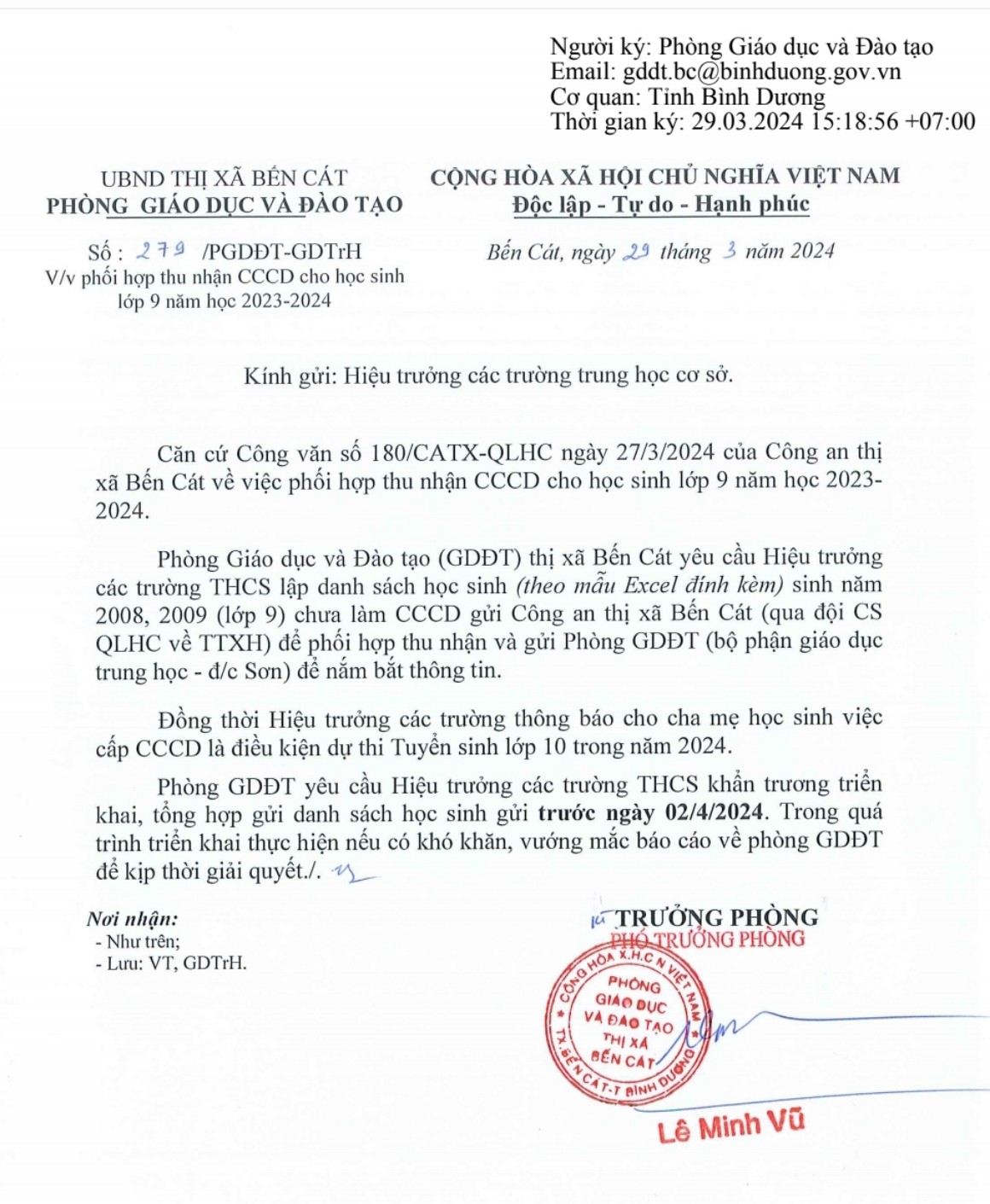 CÔNG VĂN LÀM CĂN CƯỚC CÔNG DÂN